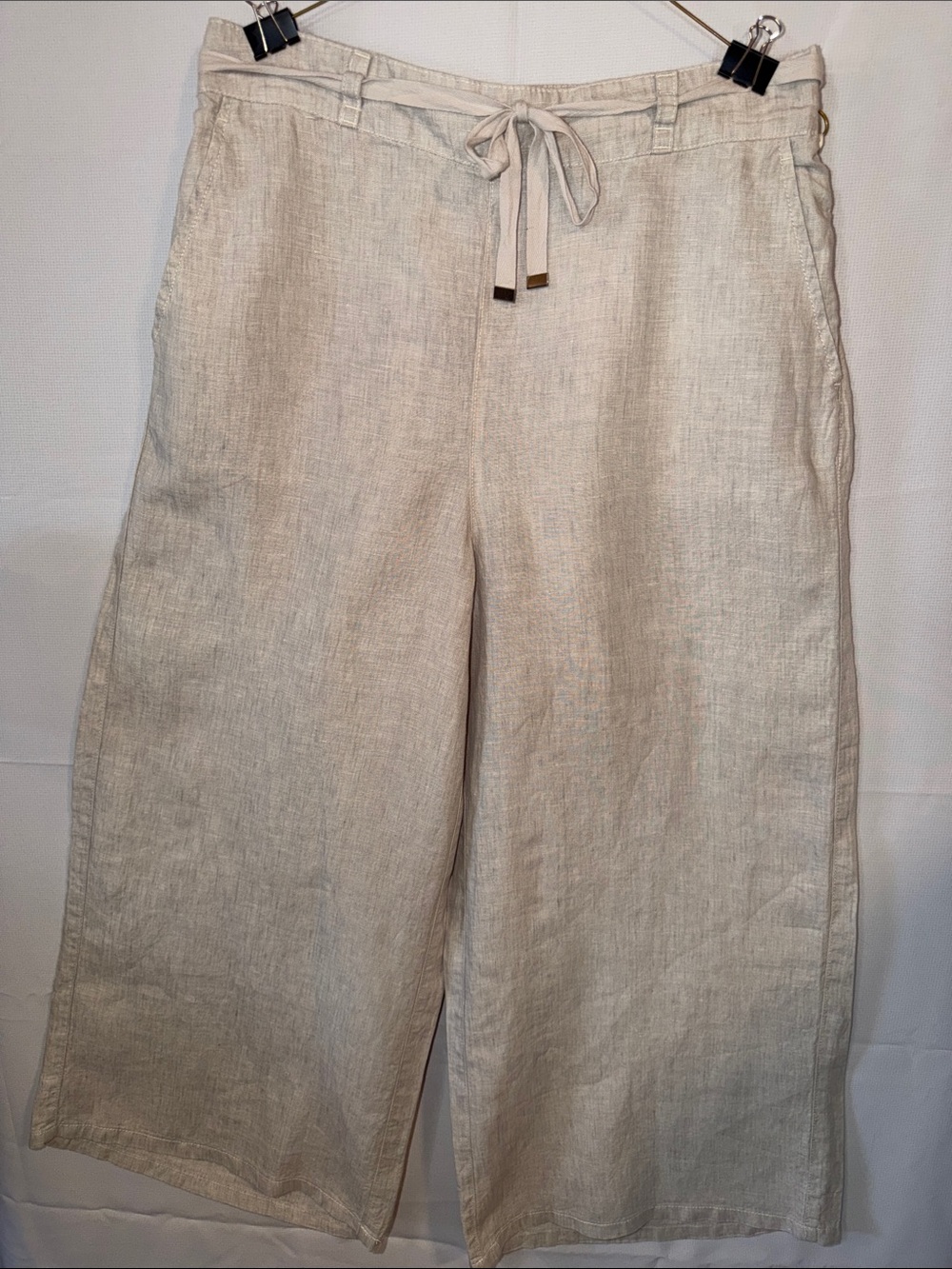 Halston Heritage Light Beige Linen Wide-Leg Pants